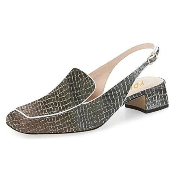 YDN Women Closed Square Toe Block Low Heels Slingback Formal Loafer Dressy Shoes - Picture 1 of 8